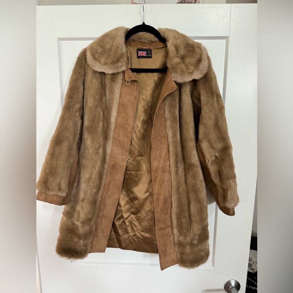 Vintage Leather Faux Fur Coat